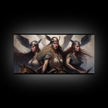Load image into Gallery viewer, The Valkyries, Norse Mythology, Framed Canvas Print, Norse Fantasy Art

