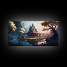 Load image into Gallery viewer, Norse Mythology Art, Alfheim Realm of the Light Elves, Framed Canvas Print, Fantasy Wall Art
