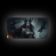 Load image into Gallery viewer, Hel, Goddess of Death, Framed Canvas Print, Norse Mythology Fantasy Art, Framed Canvas Print
