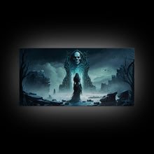 Load image into Gallery viewer, Doorway to Niflheim, Land of Mist and the Dead, Norse Mythology Fantasy Art, Framed Canvas Print, Fantasy Decor
