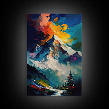 Load image into Gallery viewer, Annapurna III, Mountain Art, Rustic Mountain Landscape Wall Art, Framed Canvas Print, Abstract Oil Painting Print, Mountains of Nepal
