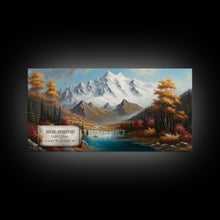Cargar imagen en el visor de la galería, Regal Mountain, Travel Poster Wall Art, Framed Canvas Print, American Mountains, Mountain Landscape Painting, Wrangell Mountains Alaska
