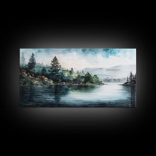 Load image into Gallery viewer, framed lake landscape art | framed wall art | living room wall decor | Canvas Print | minimalist landscape | abstract landscape art | Rustic
