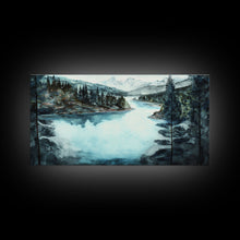 Load image into Gallery viewer, Blue Lake Art | Framed Canvas Print | Blue Lake Painting | Lake House Decor | Guest Room Landscape Painting | Crater Lake Painting
