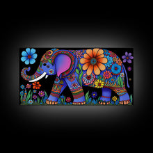 Load image into Gallery viewer, Elephant Art, Wall Art, Framed Canvas Print, Canvas Art, Indian Style Abstract Elephant With Flowers
