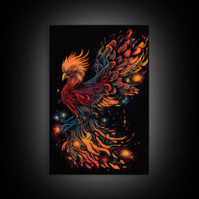 Load image into Gallery viewer, Phoenix In Flames, Retribution, Framed Canvas Print, The Phoenix, Framed Wall Art, Original Painting Phoenix, Fire Chicken
