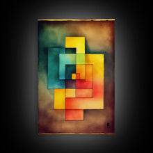 Load image into Gallery viewer, Framed Canvas Print Wall Art Set Color Blocks Abstract Shapes Illustrations Mid Century Modern Wall Art Boho Decor Abstract Wall Art
