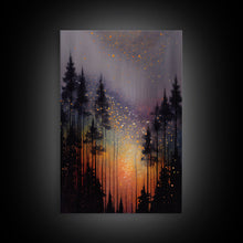 Carregar imagem no visualizador da galeria, Abstract Pine Canvas Print of Oil Painting, Large Original Textured Fall Pine Forest Painting Contemporary Living Room Wall Art Decor

