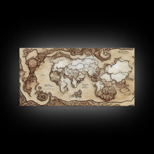 Carregar imagem no visualizador da galeria, Abstract fantasy world map, canvas print, middle earth style, wall art for nerds like me
