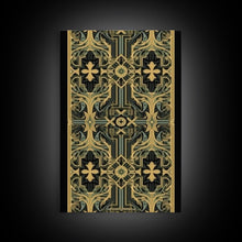 Load image into Gallery viewer, Art Deco Pattern Wall art, Framed Canvas Print, Art Deco, Gold &amp; green art, Framed painting, Black colors, Wonderful art, 1920s Style Art
