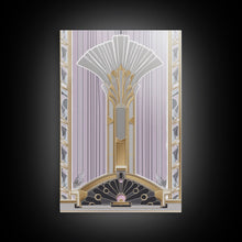 Load image into Gallery viewer, Art Deco Wall art, Framed Canvas Print, Art Deco, Gold art, Pastel colors, Midcentury Modern, Office decor, Living room art, Beautiful art
