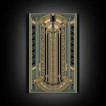 Carregar imagem no visualizador da galeria, Art Deco Pattern Wall art | Framed Canvas Print | Art Deco | Gold &amp; blue art | Wonderful art | Lines art | Geometric art | Living room art

