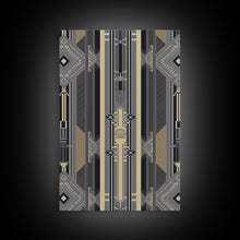 Load image into Gallery viewer, Art Deco Pattern Wall art - Framed Canvas Print - Art Deco - Abstract art - Gold &amp; gray art - MCM Art - Original painting - Geometric art
