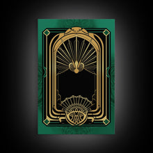 Carregar imagem no visualizador da galeria, Art Deco Wall art, Framed Canvas Print, Art Deco, Gold &amp; green art, Living room art, Abstract art, Beautiful art, Colorful painting
