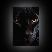 Load image into Gallery viewer, Portrait Of A Predator, Black Cat, Black Panther Photography, Framed Canvas Print, Wood Frame Wall Art
