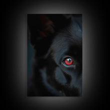 Carregar imagem no visualizador da galeria, Animal Prints, Black Wolf With Red Eyes, Portrait Of A Wolf, Framed Canvas Print, Wolf Photography Art
