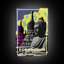 Load image into Gallery viewer, Indonesia Wall Art, Borobudur Temple, Java, Travel Wall Print, Travel Poster, Travel Artwork, Travel Wall Art, Canvas Wall Print
