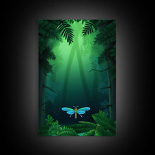 Load image into Gallery viewer, Dragonfly Wall Art, Nature Wall Decor, Woods, Trees, Green Art, Minimalist Print, Wall Decor, Canvas Print, Wall Art, Framed Canvas
