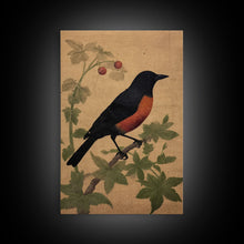 Load image into Gallery viewer, Oriole Wall Decor, Black And Orange Bird Wall Art, Animal Wall Art, Minimalist Print, Wall Decor, Canvas Print, Wall Art, Framed Canvas
