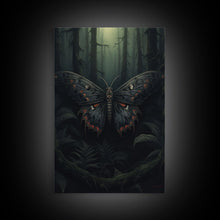 Carregar imagem no visualizador da galeria, Butterfly In Woods, Butterfly Wall Decor, Dark Art, Green Wall Art, Insect Wall Decor, Wall Decor, Canvas Print, Wall Art, Framed Canvas
