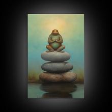 Carregar imagem no visualizador da galeria, Frog Wall Art, Frog Balancing On Rocks, Zen Animal Wall Art, Nature, Modern Print, Wall Decor, Canvas Print, Wall Art, Framed Canvas
