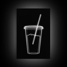 Load image into Gallery viewer, Disposable Plastic Cup Wall Art, Kitchen Wall Art, Cup With Straw, Minimalist Print, Wall Decor, Canvas Print, Wall Art, Framed Canvas
