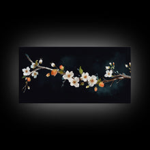 Cargar imagen en el visor de la galería, Cherry Blossoms Wall Decor, Floral Wall Art, White Flowers Wall Art, Panoramic Wall Decor, Canvas Print, Wall Art, Framed Canvas Art
