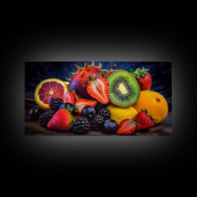 Cargar imagen en el visor de la galería, Fruits Wall Art, Food Art, Berries, Kiwi, Orange, Kitchen Wall Decor, Panoramic Wall Decor, Canvas Print, Wall Art, Framed Canvas Art
