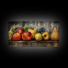 Cargar imagen en el visor de la galería, Fruits Wall Art, Food Art, Pineapple, Apples, Orange, Kitchen Wall Decor, Panoramic Wall Decor, Canvas Print, Wall Art, Framed Canvas Art
