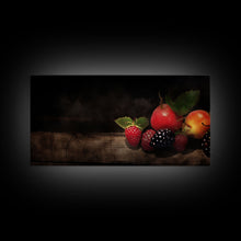 Cargar imagen en el visor de la galería, Fruits Wall Art, Food Art, Strawberries, Peach, Kitchen Wall Decor, Panoramic Wall Decor, Canvas Print, Wall Art, Framed Canvas Art
