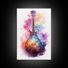 Load image into Gallery viewer, Lute Art, Stringed Instrument Print, Framed Canvas Art, Fantasy Decor, Art / Gift For The Bard Player
