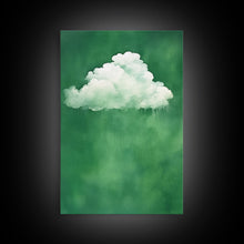 Load image into Gallery viewer, Emerald Green Rain Cloud Wall Art, Framed Canvas Or Poster Print, Abstract Art Print, Minimalist Wall Decor, Maximalist Decor, Dark Green
