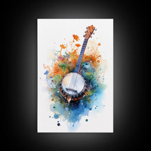 Load image into Gallery viewer, 4 String Banjo Gift, Banjo Wall Art Canvas Print, Country Music Art, Guitar Art, Banjo Poster Print, Banjo Gifts, Musical Art
