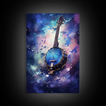Cargar imagen en el visor de la galería, Galaxy Banjo Gift, Banjo Wall Art Canvas Print, Country Music Art, Guitar Art, Banjo Poster Print, Banjo Gifts, Musical Art
