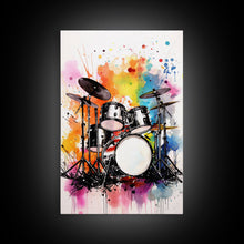 Carregar imagem no visualizador da galeria, Drum Art, Gift For Drummer, Framed Canvas Print, Studio Art, Music Studio Decor, Drum Set
