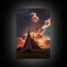 Load image into Gallery viewer, Native American Tipi Wall Art, Poster Print, Fine Art Paper Print, Early American Style Wall Decor
