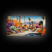 Load image into Gallery viewer, Desert Landscape Wall Art, Mountains Wall Print, Palm Trees Art, Panoramic Art, Wall Art, Canvas Art, Landscape Art, Modern House Art
