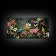 Cargar imagen en el visor de la galería, Flowers Wall Art, Animal Wall Art, Bird Art Print, Parrot Painting, Panoramic Art, Wall Art, Canvas Art, Landscape Art, Client Gift, Office
