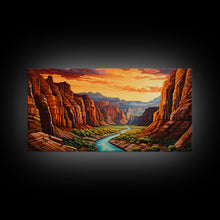 Load image into Gallery viewer, Canyon Wall Art, River Wall Print, Panoramic Art, Wall Art, Canvas Art, Landscape Art, Gift For Him, Rustic Wall Decor, Teen Boy Wall Art
