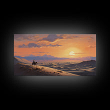 Load image into Gallery viewer, Desert Wall Art, Sunset Wall Print, Cowboy, Horse Art, Panoramic Art, Wall Art, Canvas Art, Landscape Art, Western Wall Decor, Gift For Men
