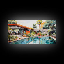 Load image into Gallery viewer, Architectural Print, House Portrait, Watercolor House, Panoramic Art, Wall Art, Canvas Art, Landscape Art, Realtor Thank You, Above Bed Art
