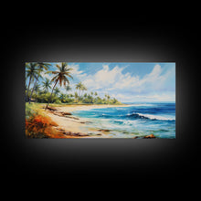 Load image into Gallery viewer, Palm Tree Beach Print, Beach Art, Framed Canvas Art, Original Beach Painting, Palm Tree Poster, Landscape Painting, Tropical Decor
