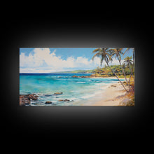 Load image into Gallery viewer, Palm Tree Beach Print, Beach Art, Framed Canvas Art, Original Beach Painting, Palm Tree Poster, Landscape Painting, Tropical Decor
