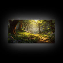 Cargar imagen en el visor de la galería, Forest Wall Art, Trees Art Print, Enchanted Forest, Panoramic Art, Wall Art, Canvas Art, Landscape Art Print, Game Room Décor, Cozy Gift
