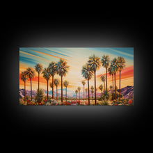 Load image into Gallery viewer, Desert Landscape, Palm Tree Wall Art, Sunset Wall Print, Panoramic Art, Wall Art, Canvas Art, Landscape Art, Thank You Gift, Home Décor

