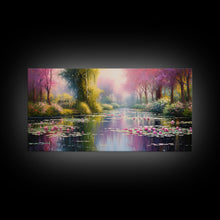 Carregar imagem no visualizador da galeria, Fantasy Art, Lake Wall Print, Water Lilies Wall Art, Trees Wall Art, Panoramic Art, Wall Art, Canvas Art, Landscape Art, Long Wall Art
