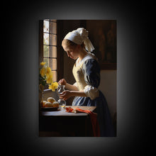 Load image into Gallery viewer, Baroque Art, Vermeer, Inspiration Art, Medieval Wall Art, Dutch Art, Canvas Print, Wall Art, Vertical Art, Country Home Art, Kitchen Prints
