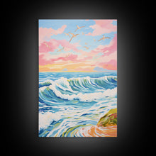 Load image into Gallery viewer, Colorful Sunset Wall Art, Beach Wall Print, Seascape Art, Nature Print, Canvas Print, Wall Art, Vertical Art, Beach House Art, Travel Print
