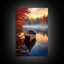 Load image into Gallery viewer, Boat Wall Art, Lake Wall Print, Fall Art Print, Canvas Print, Wall Art, Vertical Art, Wedding Gift, Indie Room Decor, Western Wall Decor

