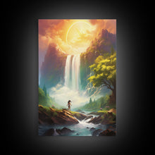 Cargar imagen en el visor de la galería, Surreal Art Prin, River Art, Waterfalls Wall Art, Landscape Print, Canvas Print, Wall Art, Vertical Art, Moving Gift, Game Room Decor
